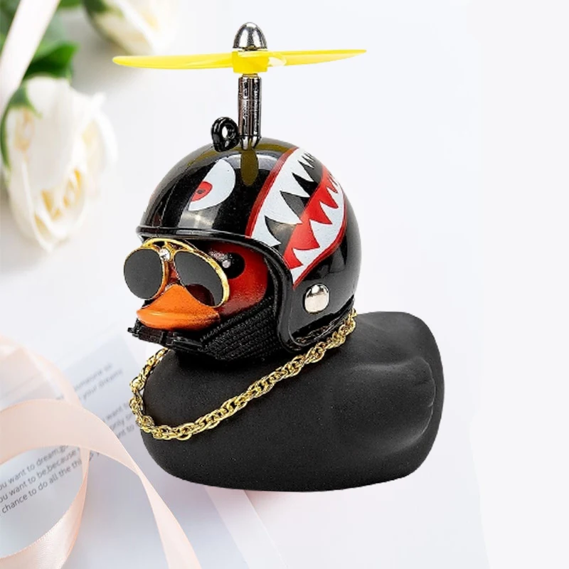 Car Cute Duck with Helmet Broken Wind Small Yellow Duck Bike Motorcycle Helmet Riding Cycling Decor Car Ornaments Accessories