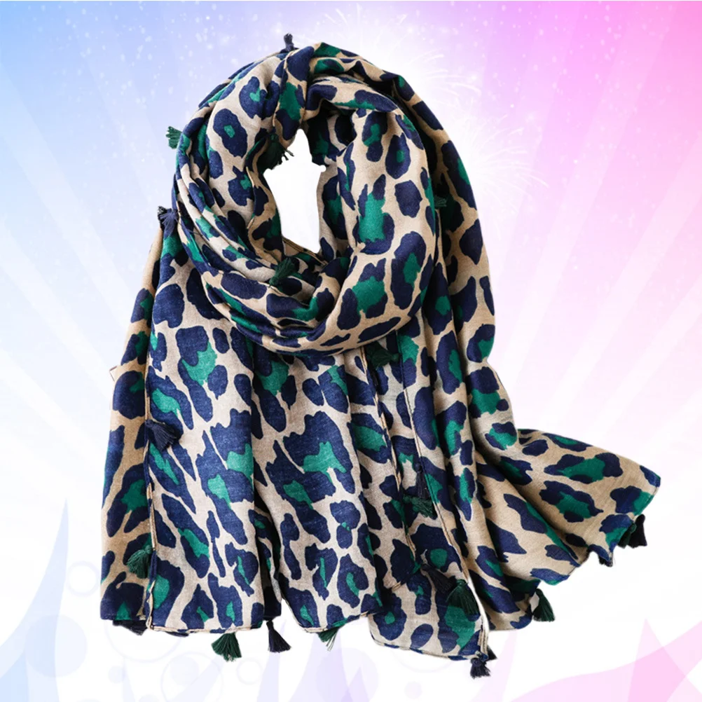 

Women Cotton Leopard Scarf Long Shawl Gift Fashion Comfortable All Seasons Party Beach Travel Air Conditioning Room