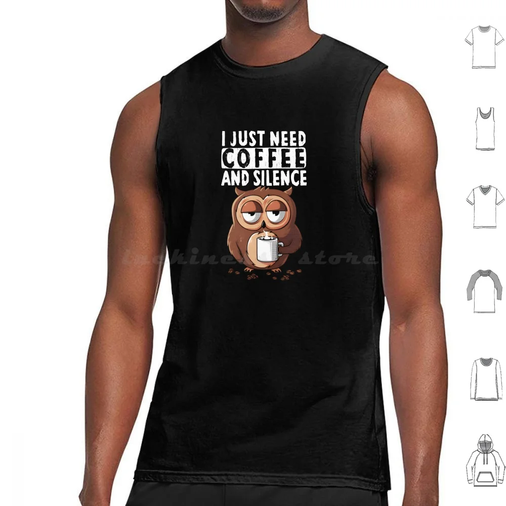 I Just Need Coffee And Silence Tank Tops Print Cotton Coffee Latte Iced Coffee Espresso Cute Cool Girly Funny Tea Cafe