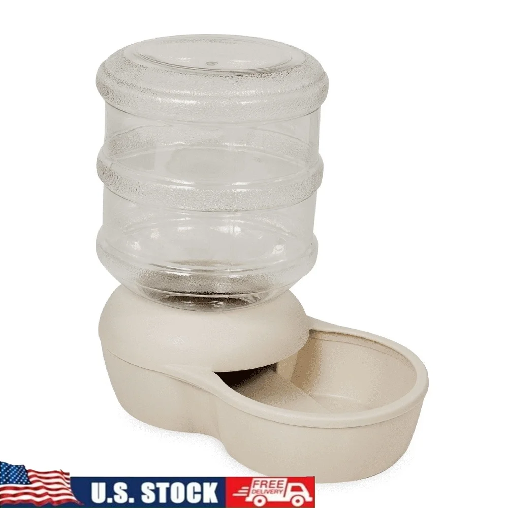 

Gravity Water Dispenser Dogs Cats 4 Gal Automatic Water Bowl Detachable Non-Slip Spill Resistant Easy Clean Pet Station