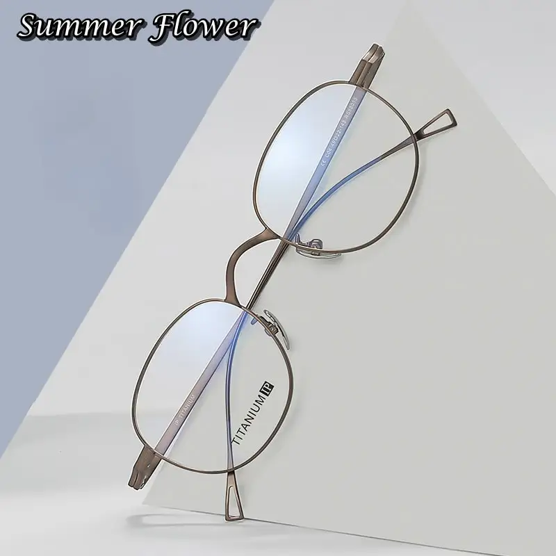 

Oval Titanium Glasses Women Comfortable Nose Pads Eyewear Men Myopia High Degree Lenses for Eye Round Retro Glasses Frame