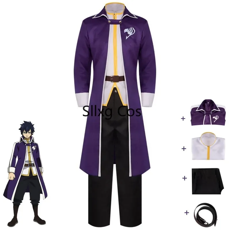 

FC6Anime FAIRY TAIL Gray Fullbuster Cosplay Costume Slayers Long Sleeved Purple Coat Trench Uniform Man Carnival Halloween @FC8！