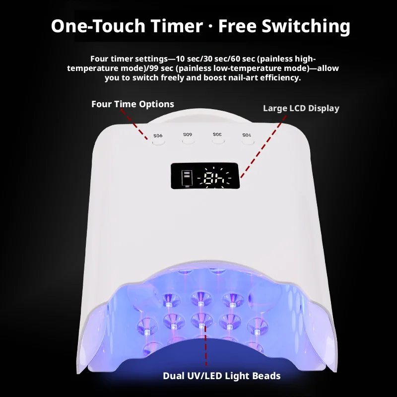 SHINEKNOT 78W High-Power UV Nail Lamp 39LEDs Infrared Smart Sensor Light Therapy Machine Built-In Battery Large Capacity 405NM