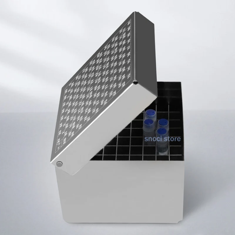 صندوق الفريزر أنبوب التجميد مختبر تجربة صندوق ل 2 مللي/5 مللي صندوق فريزر كريوتيوب من الفولاذ المقاوم للصدأ مع ثقب النيتروجين السائل ، 81 ثقوب #2