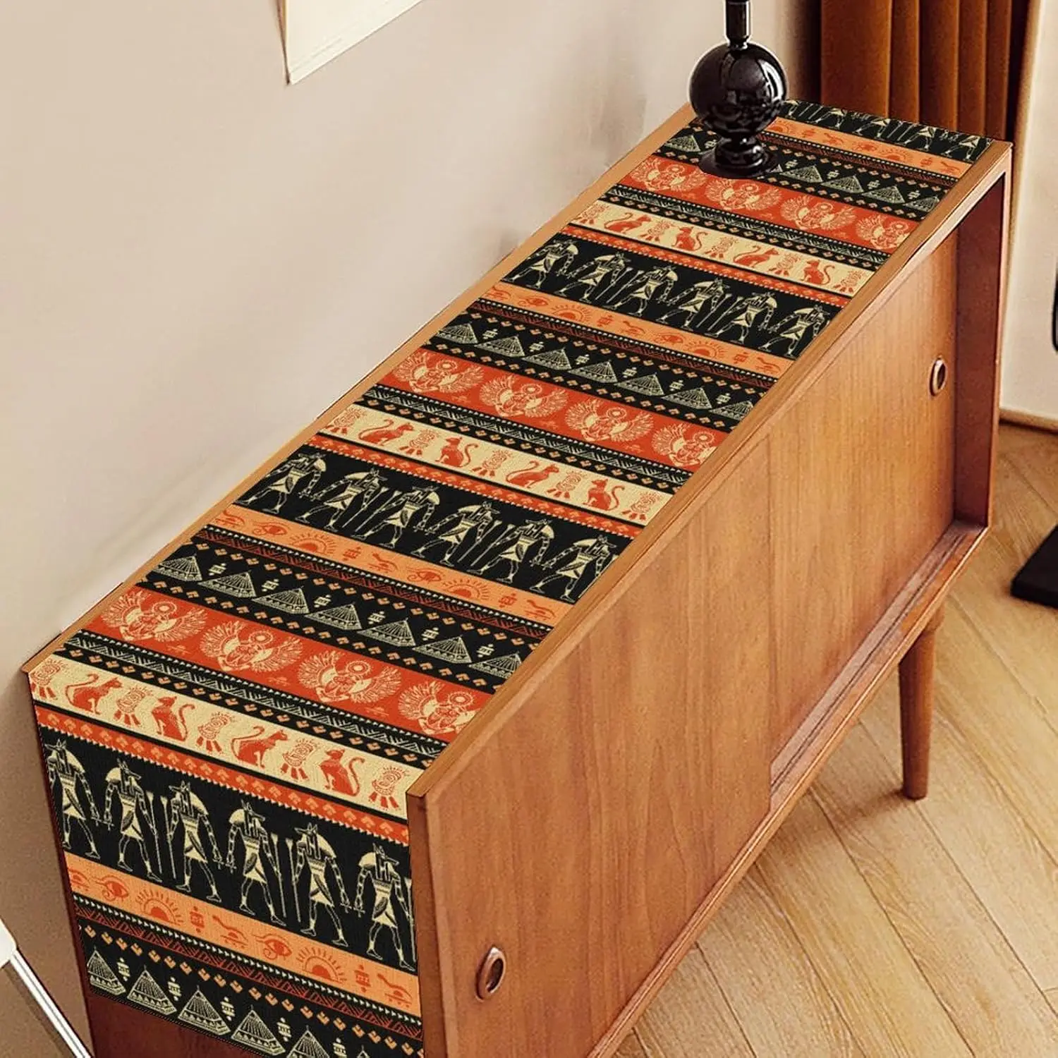 Ancient Egypt African Hieroglyphics Murals Pattern Table Runner Tabletop Decor Washable Kitchen Dining Table Runner Party Decor