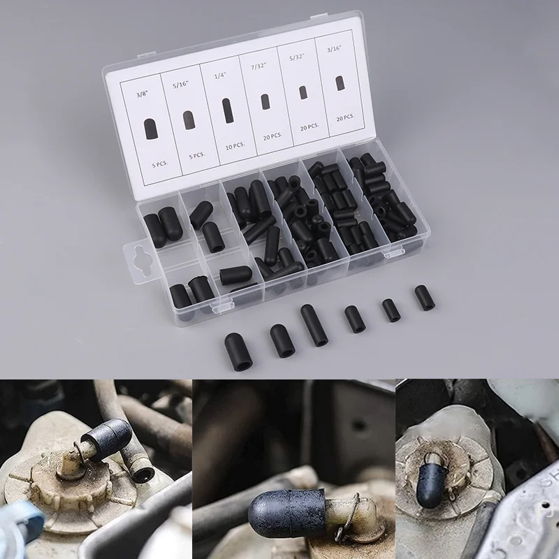 

5/32" to 3/8" ID Vacuum Dust Cap: 80pcs/Box Rubber Dropper Covers for Car Carburetor Kit.