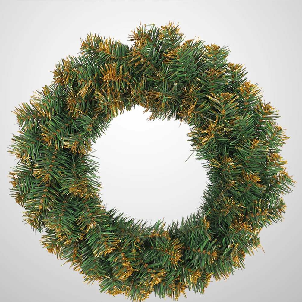 

Christmas Pine Wreath 30cm Artificial PVC Golden Decor Indoor Outdoor Xmas Party Wedding Wall Door Window