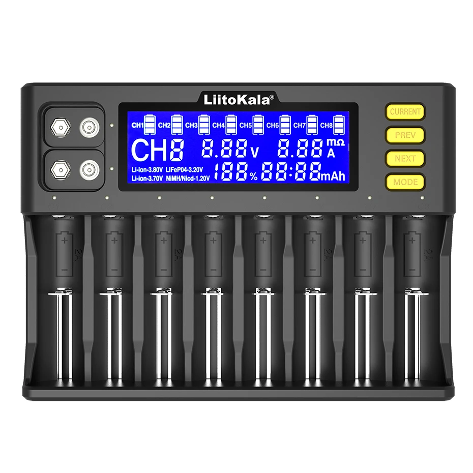 LiitoKala Lii-S8 inteligentna ładowarka LCD do 3,7 V 18650 18350 18500 21700 14500 26650 bateria litowa 1.2 V AA ładowanie NiMH