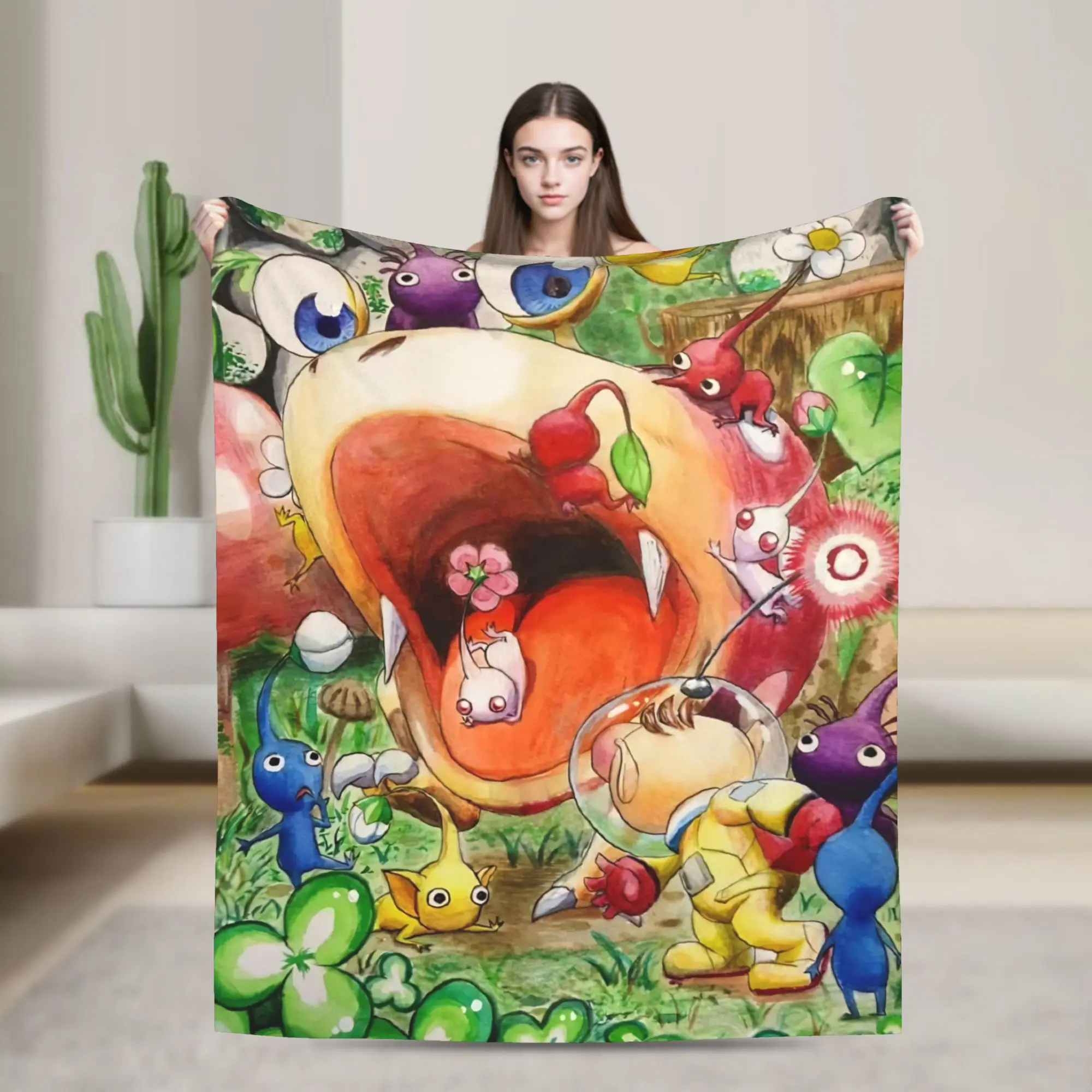 Pikmin Game Blanket  Warm Novelty Plush Bedding Throws For Outdoor Decorative Flannel Bedspread Bed Cover