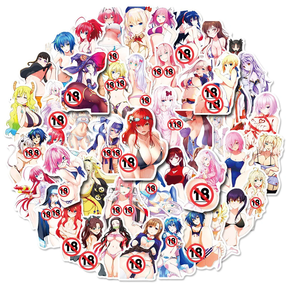 10/50/100PCS Hentai Anime Sexy Girl Stickers for Adult Decoration Decal Toy DIY Laptop Phone Skateboard Waterproof Waifu Sticker