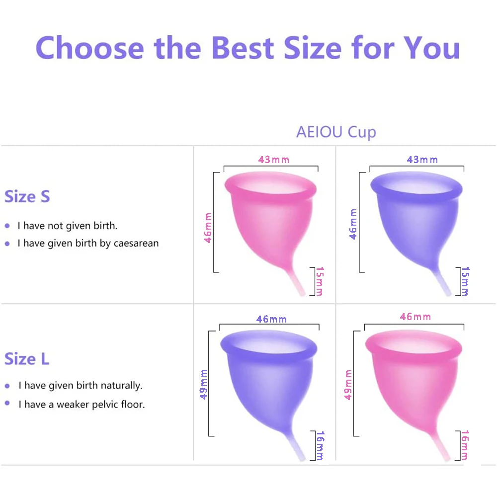 Aeiou Feminine Menstrual Cup Medical Silicone Hygiene Reusable Vagina Menstrual Collector Soft Menstrual Medical Silicon Cups