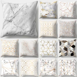 Home Decor Geometric Marble Print Sofa Cushion Decorative Pillowcase Polyester Square Throw Pillow funda de almohada