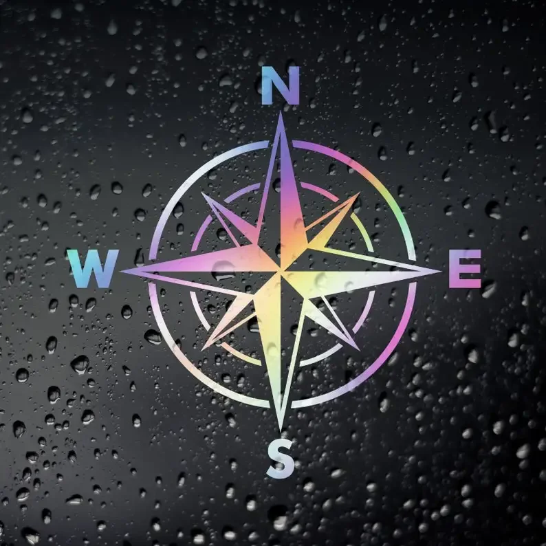 

Compass Campervan Oil Slick Sticker - Caravan Off Road 4X4 Overland Vanlife