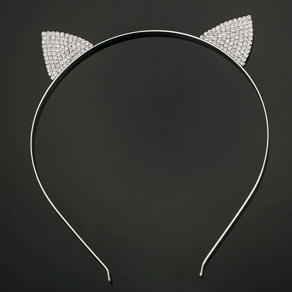 

2Pcs Cat Ears Crystal Headband Rhinestone Hair Bands Hair Accessories for Prom Costume Party Christmas Entertainment