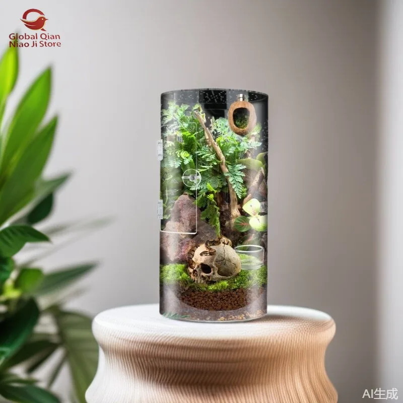 Fenced Pet Box, Reptile Breeding Box with Front‑Opening Door, Pet Rearing Tank, Gecko, Acrylic