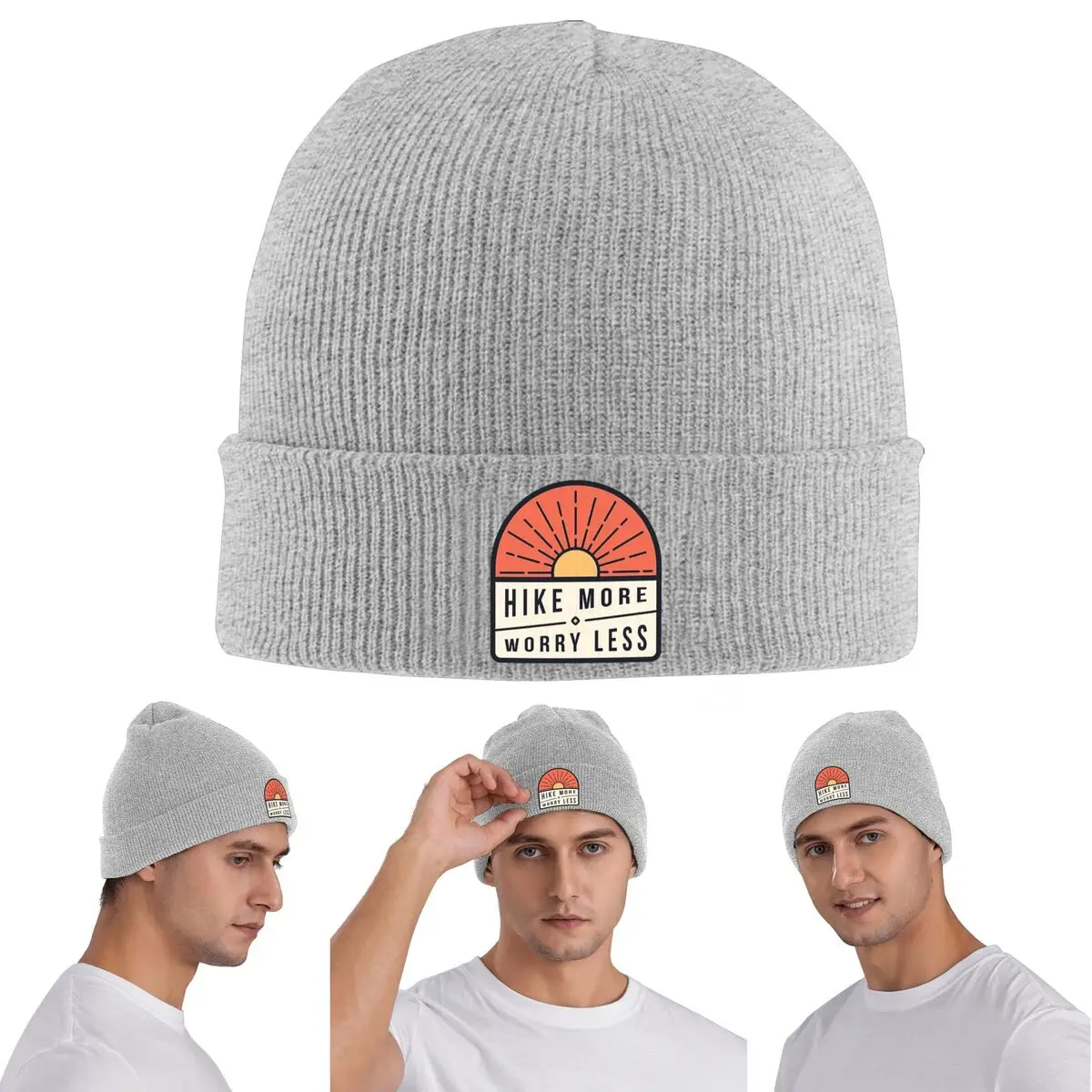 

Hiker Hike More Worry Less Теплая вязаная шапка Зимняя вязаная шапка Skullies Шапки Шапки в стиле хип-хоп для унисекс