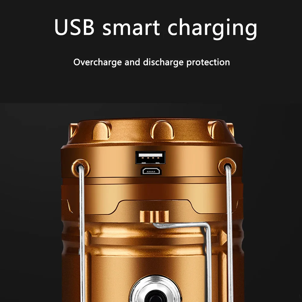 Portable Emergency Light Solar Powered Camping Lamp USB Rechargeable Work Light Waterproof LED Flashlight Night Working Lighting