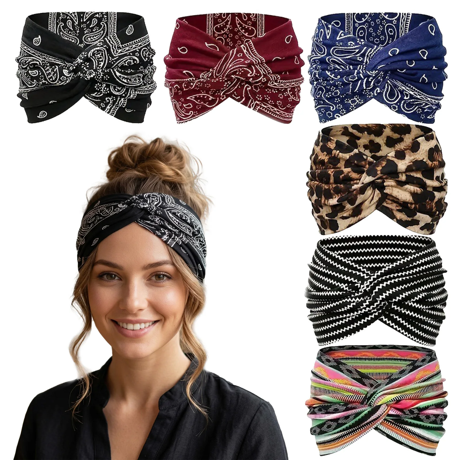 Cross Yoga Headbands for Women Girls Non Slip Hair Wraps Accessories Knotted Hair Bands Beach Dance Headband for Pilates Fitness