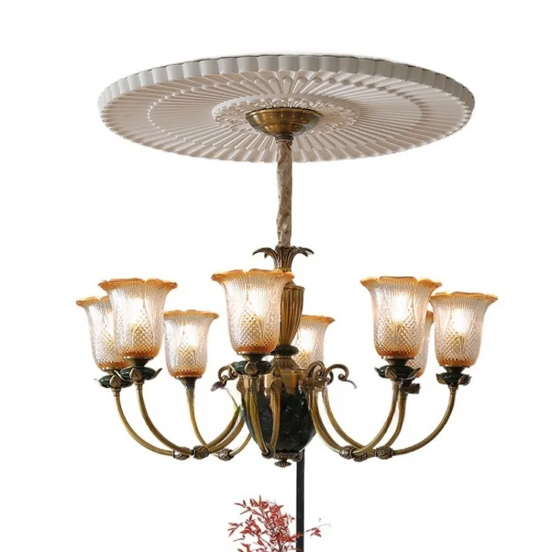 

All-copper American retro main living room chandelier, French light luxury high-end villa lamp