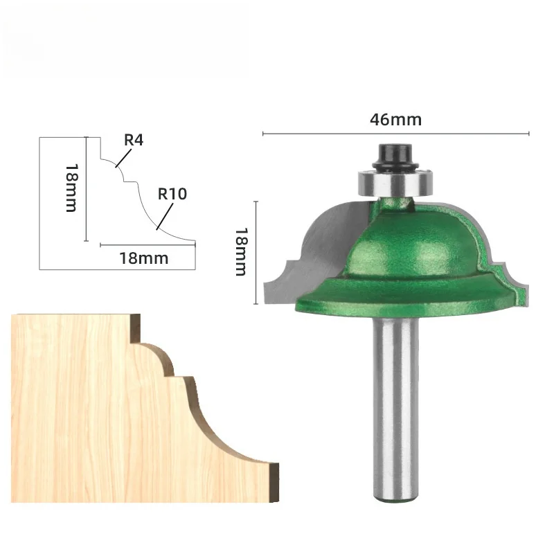 

ALLSOME Paint Green 8mm Handle Woodworking Milling Cutter Door Frame Line Door Panel Cabinet Flower Line Cutter Head