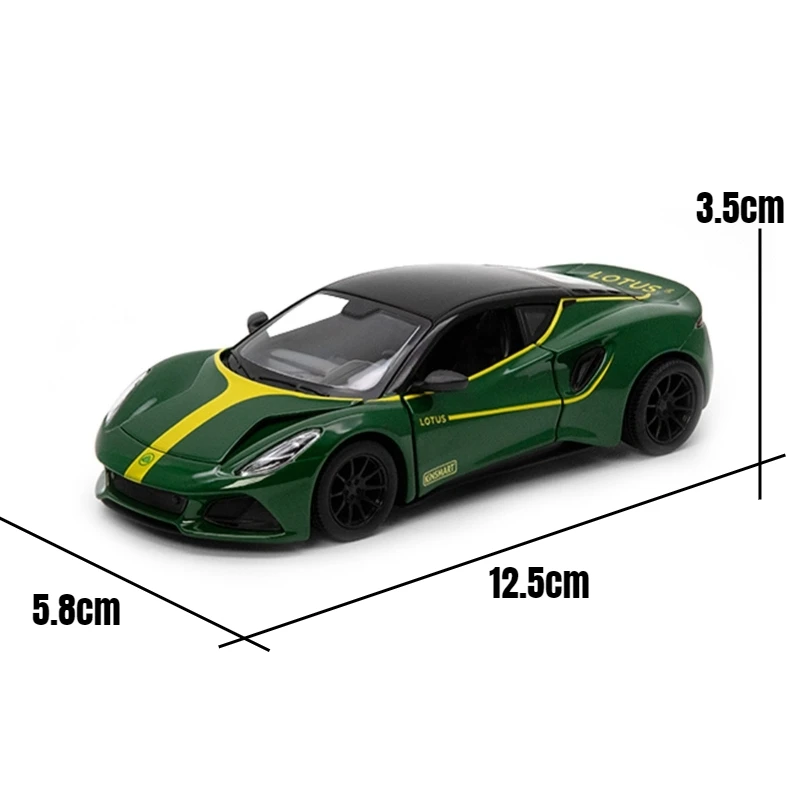 KiNSMART Toy Car Model 1/34 Lotus Emira Rally Racing Diecast Alloy Miniature Pull Back Vehicle Collection Gift For Children Boy