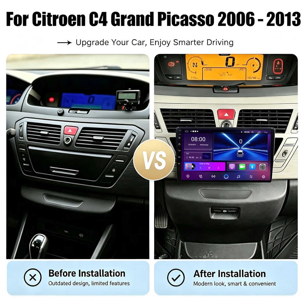 Cortex-A76 Octa-Core Android 16 For Citroen C4 Grand Picasso 2006 2007 2008-2013 Car Radio GPS Multimedia Player Auto Radio Wifi