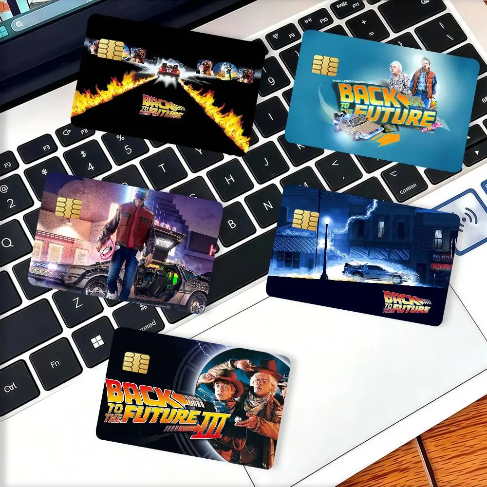 Movie B-Back To The Future Credit Skin Cover Card Stickers 4PCS Film Bus Pass Front Decoration Bank Debit Waterproof