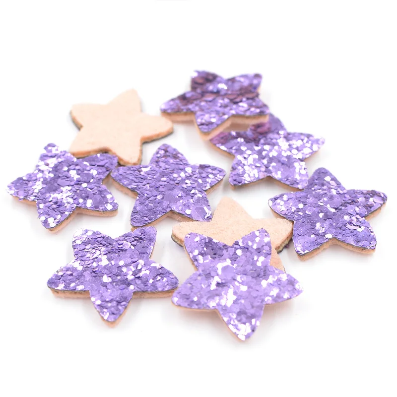 40Pcs Glitter Leather Padded Patches Star Shape Applique for Craft/Clothes/Hairpin DIY Scrapbooking Accessories