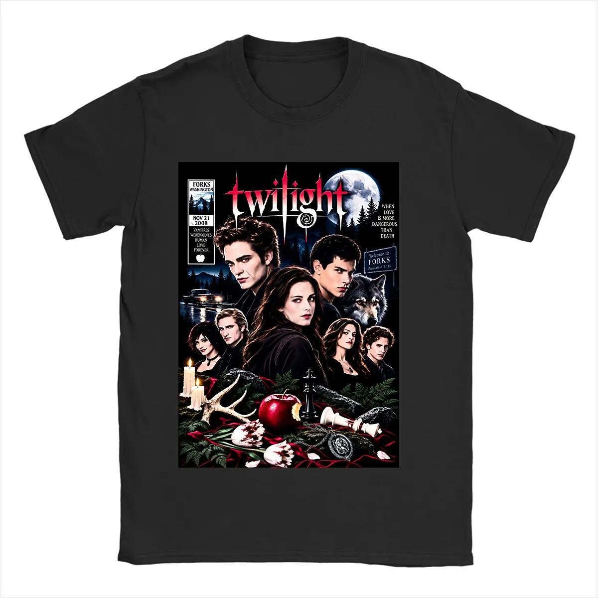 Twilight Saga Edward Cullen Bella Swan Vampire Werewolf Graphic Short Sleeve T-shirts Men Women Clothing 100% Cotton T Shirts