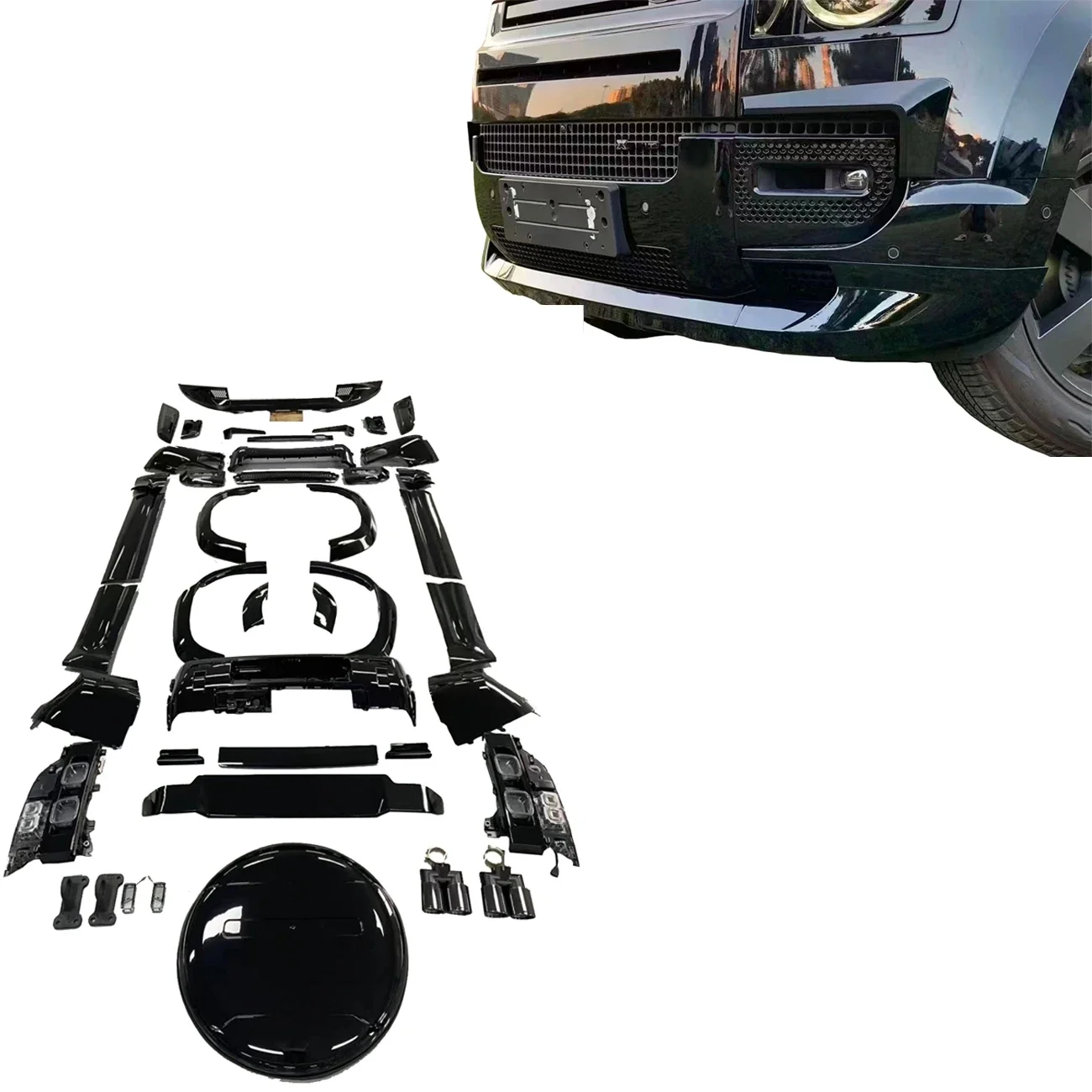 

Auto Parts New Black Style Bodykit Full Set Modified For Land Rover Defender 2020