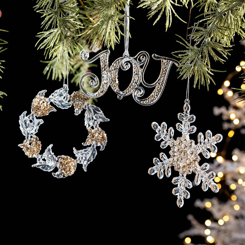 Christmas decoration pendant transparent tree pendant holiday decoration glitter acrylic Christmas ornaments
