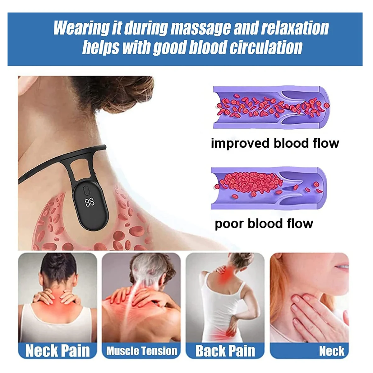 1PCS Portable Lymphatic Soothing Body Shaping Neck Instrument, Posture Correction Belt Relief Massage Device-B
