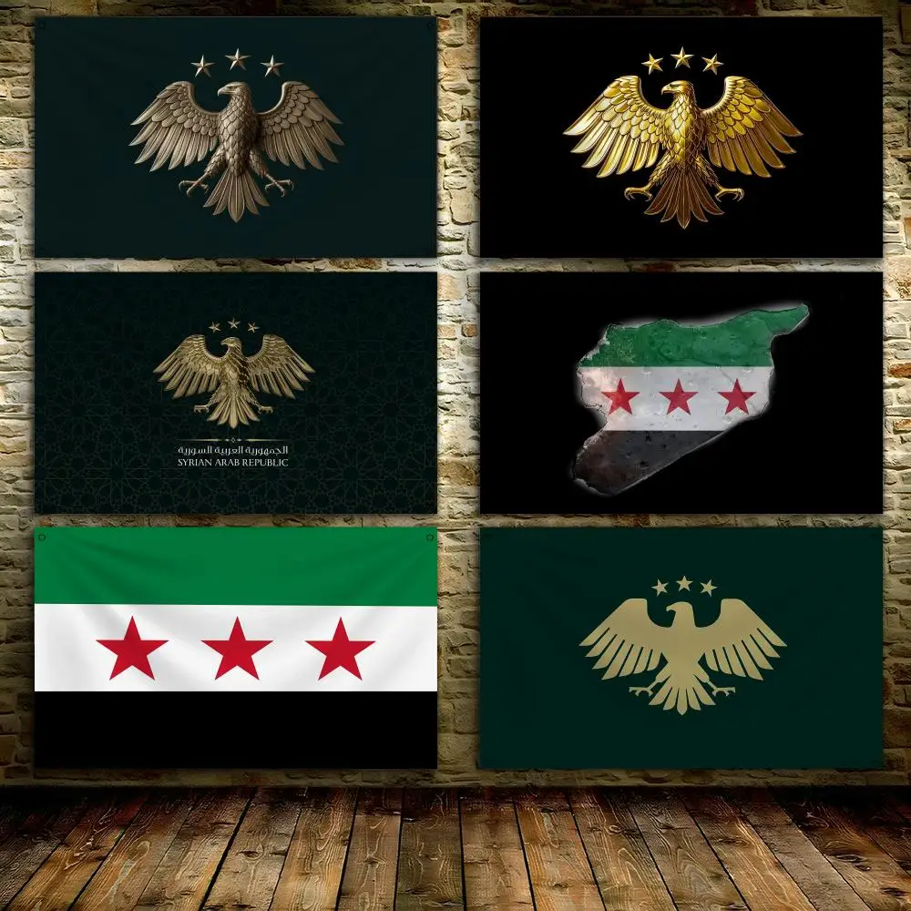 

new Syria cool logo Eagle Flags 3x5 Ft custom Banner for Garage Door room decor Wall Out Decoration With Metal buckle