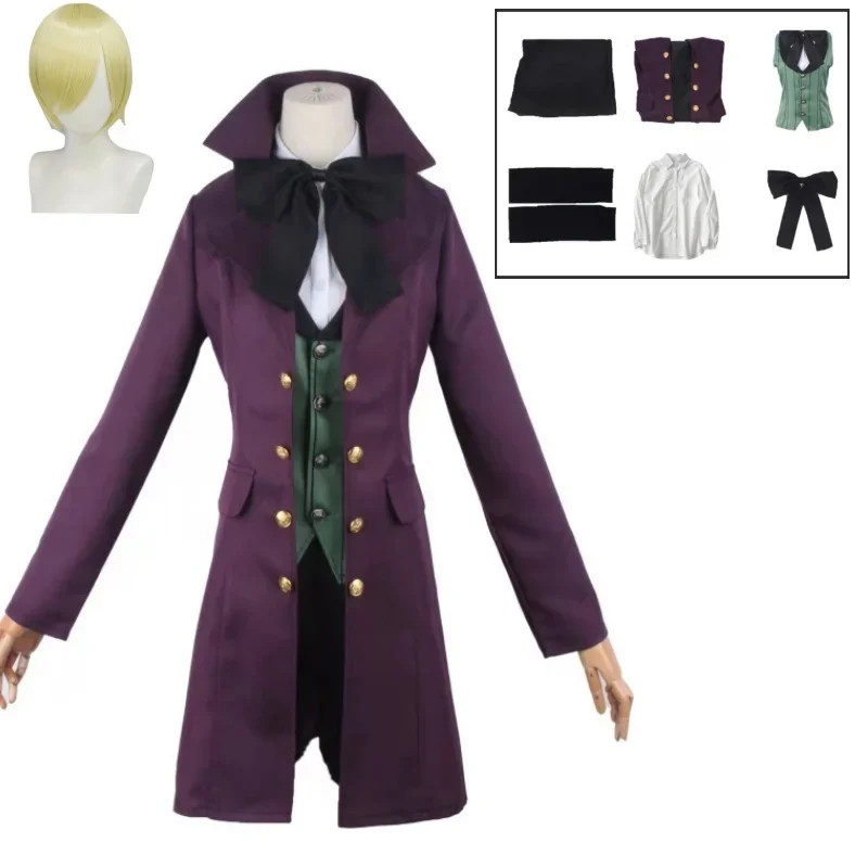 Anime Alois Trancy Cosplay Costume Wig Formula Clothes Halloween Adult Man Woman Suit Coat Pants Shirt Tie Vest