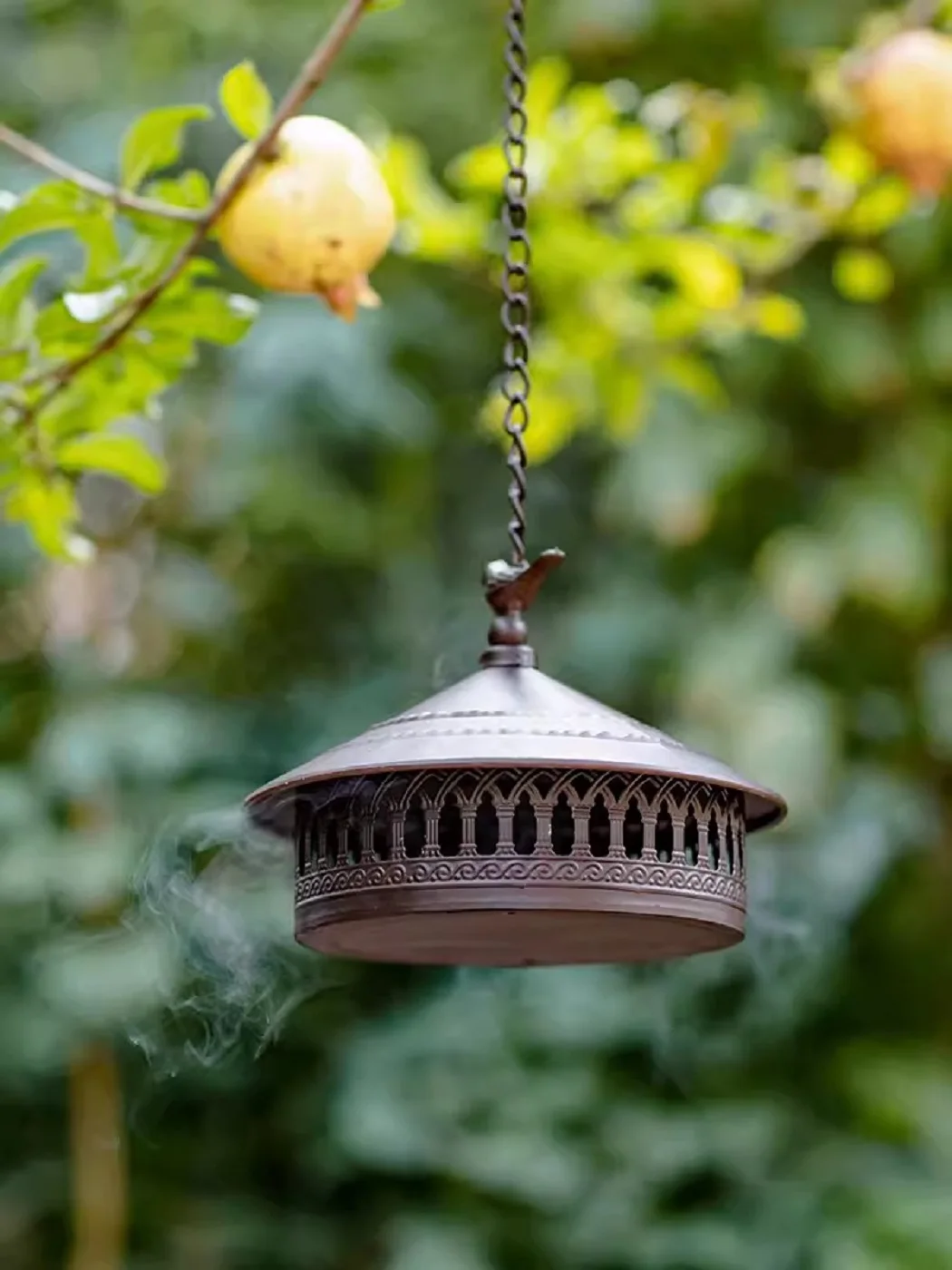 Outdoor Iron Mosquito Incense Box, Hanging Creative Incense Burner, Windproof with Cover, Tray, Home and Garden