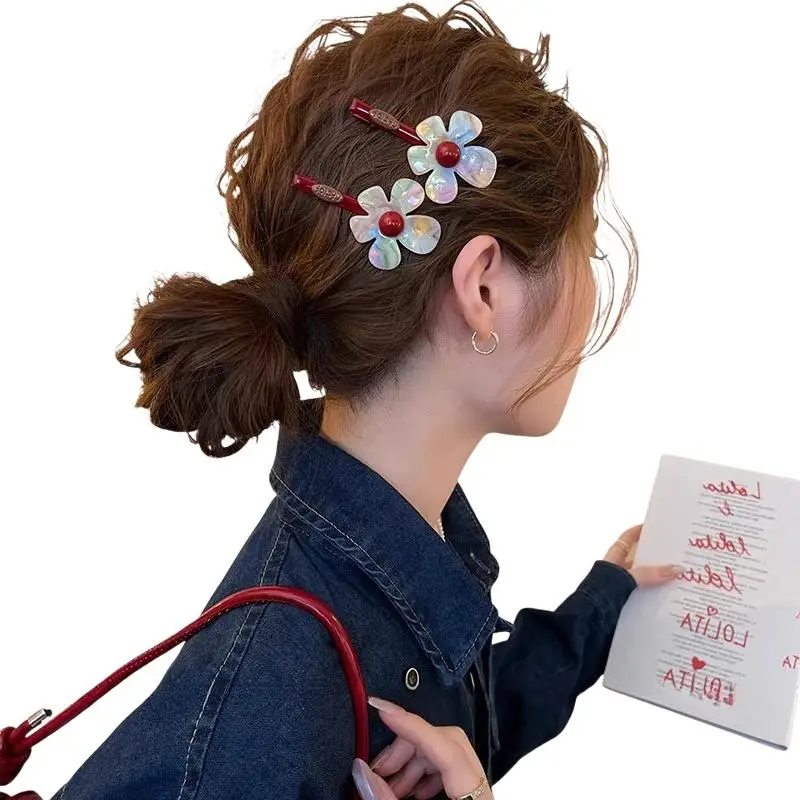 Haarspange mit Farbverlauf und Blumenmuster, elegante seitliche Haarspangen, luxuriöse Haar-Accessoires für Frauen – Detail 7