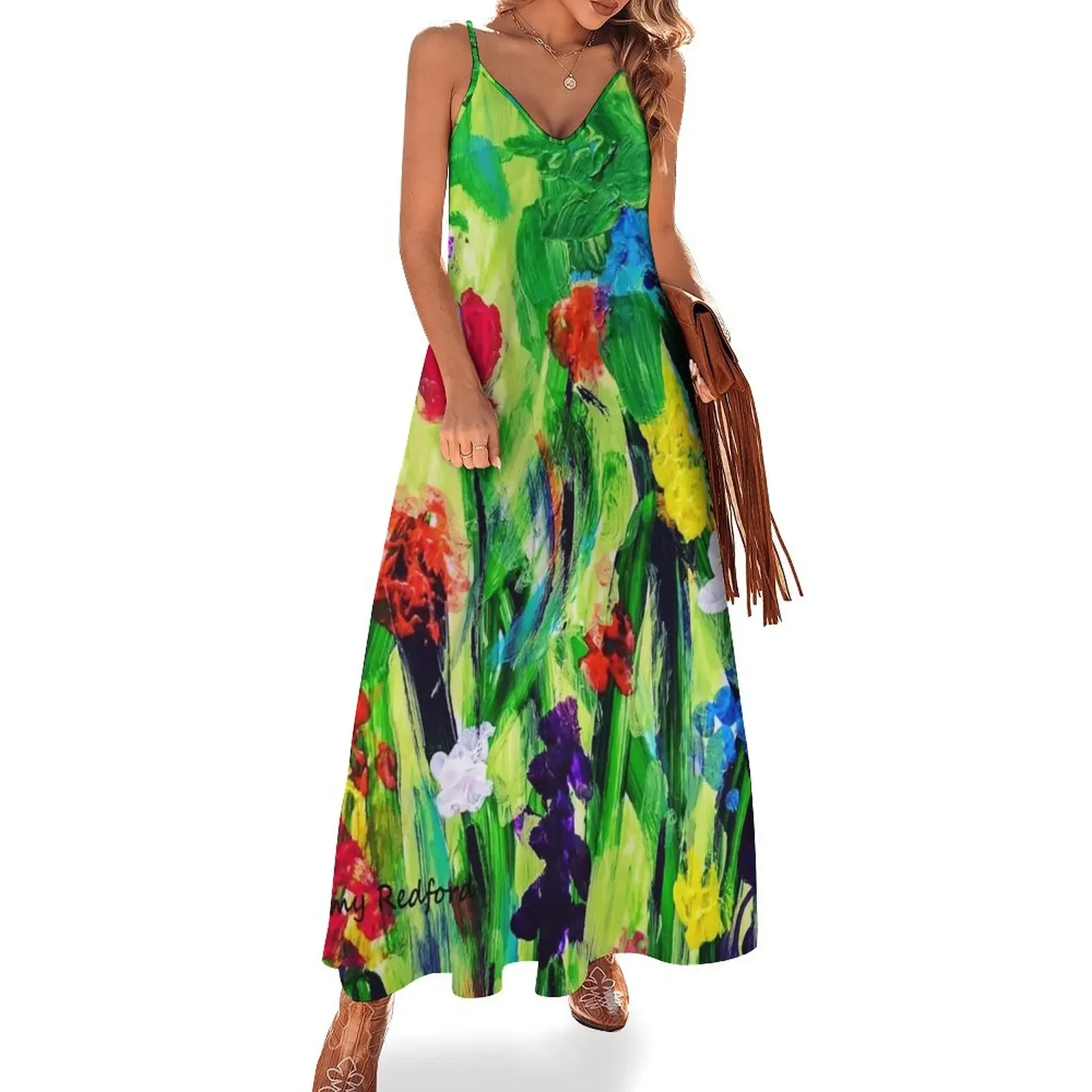 

Floral Tile Sleeveless Dress long dress women summer Woman clothing beach dress loose summer