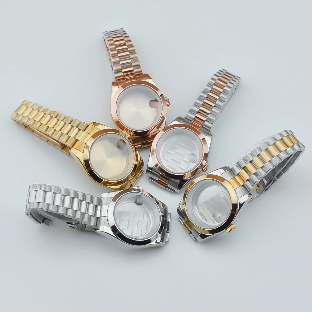 Neiton 36mm 39mm Suitable For NH34, NH35, NH36, NH70 ETA2824 Edge Case With Presidential Bracelet Sapphire Glass Crystal