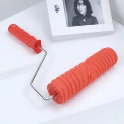 

DIY Wall Decoration Painting Roller for Wood Grain Texture Effect Rubber Roller with Red Plastic Handle 15x3cm 175x5cm Emulsion