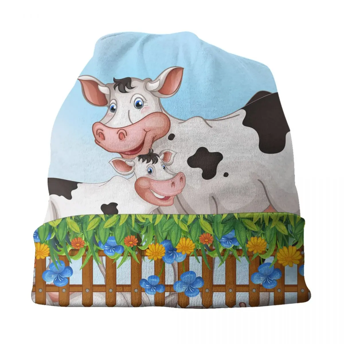 Cow Print Skullies Beanies Caps For Men Women Unisex Fashion Winter Warm Knit Hat Adult Anima Skin Texture Bonnet Hats