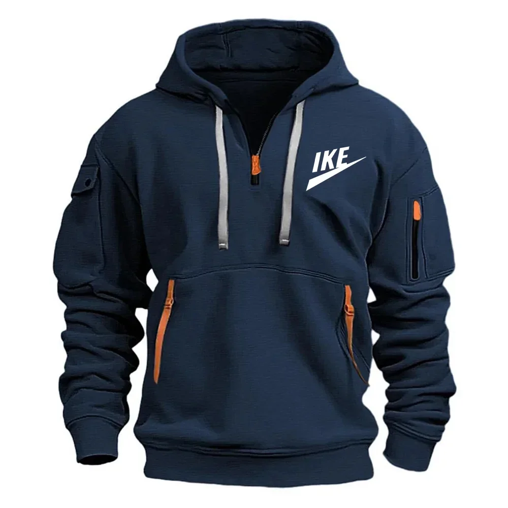 

Autumn/Winter 2024 new men's casual multi-pocket zipper hoodie, printed with loose European and American size Y2K zipper sports