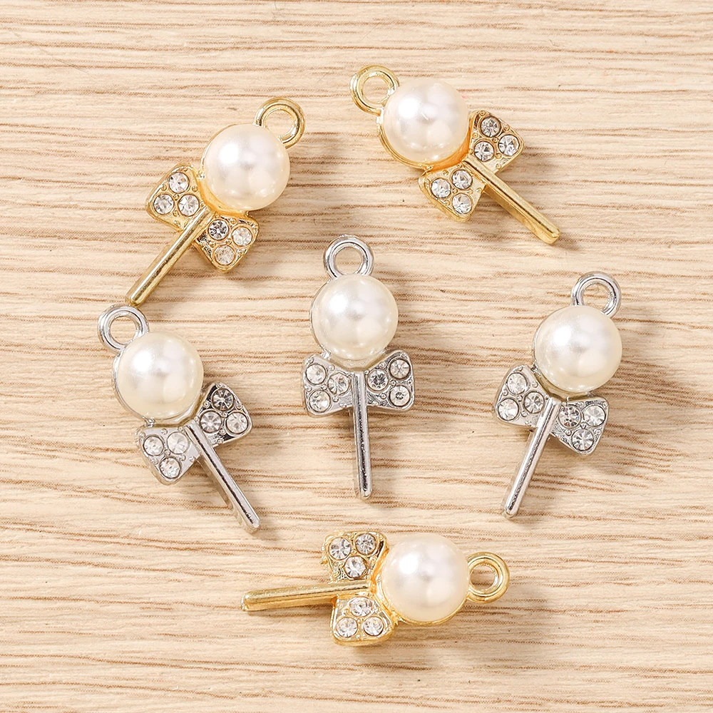 Tusember 10 Stück 10*24mm Niedliche Perlen-Rosen-Blumen-Anhänger für Handgemachten Schmuck zur Herstellung von Armbändern, Halsketten und Ohrringen – Detail 4