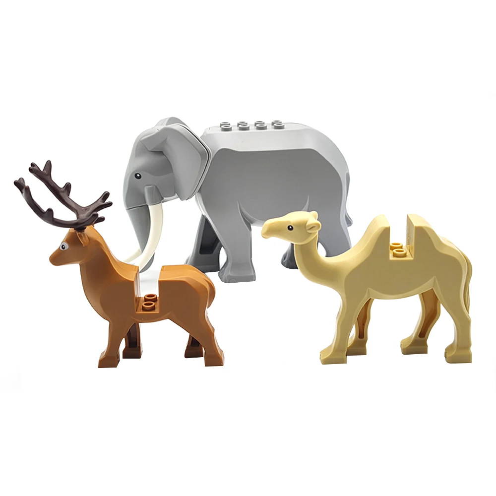 MOC City Animal Building Blocks Street View Zoo Elephant Camel deer Farm Scene Accessories Building Blocks Children Toys Model