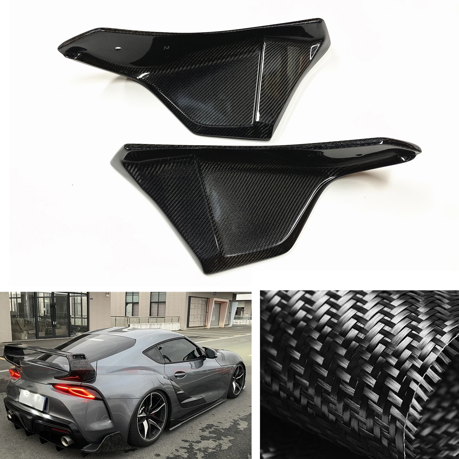 For Toyota Supra A90 A91 GR MK5 MKV Coupe 2-Door 2020-2023 Carbon Fiber Lower Spoiler Lip Rear Bumper Side Splitter Corner Cover