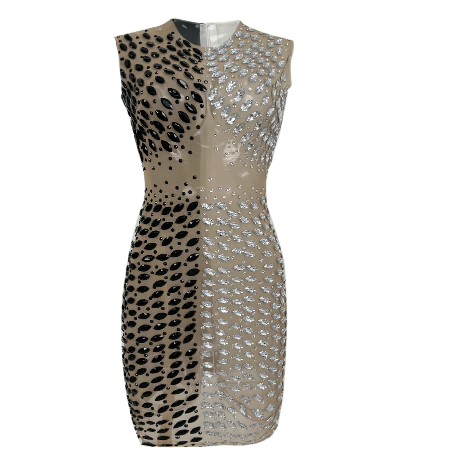 Elegantes Damen-Abendkleid, schwarz, weiß, Diamant-Spleißen, Perspektive, Netzkleid, Weihnachten, Erwachsene, Geburtstag, Party, Kleid kuyila