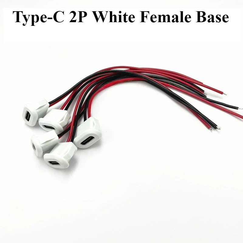 

10/30Pcs Type-C 2Pin Glue Injection Direct Pressure Welding USB Connector Adapter Type-C Waterproof Female Base Wire Length 10cm