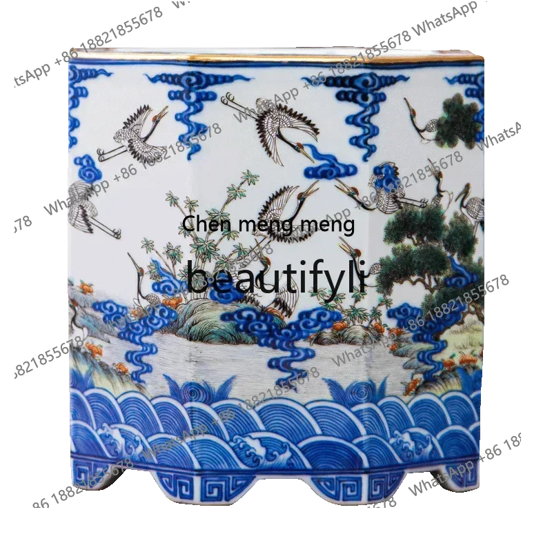 

cc182R Jingdezhen ceramics ancient rack wine cabinet entrance office pen holder decoration