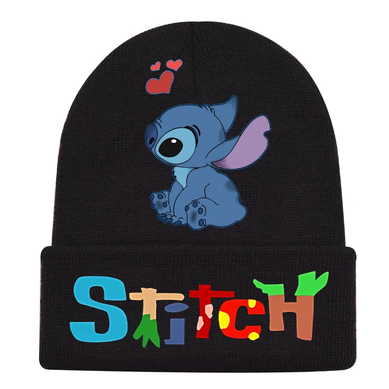 Stitch Angel Kids Knitted Hat Gloves Boys Girls Anime Knit Cap Touchable Screen Gloved Winter Warm Beanies Children X-mas Gift