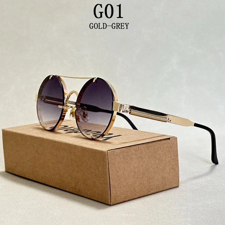 Runde Steampunk Sonnenbrille Für Männer Modische Punk Sonnenbrille Frauen Trendy Vintage Mode Gläser Retro Gafas De Sol Hombre – Detail 1