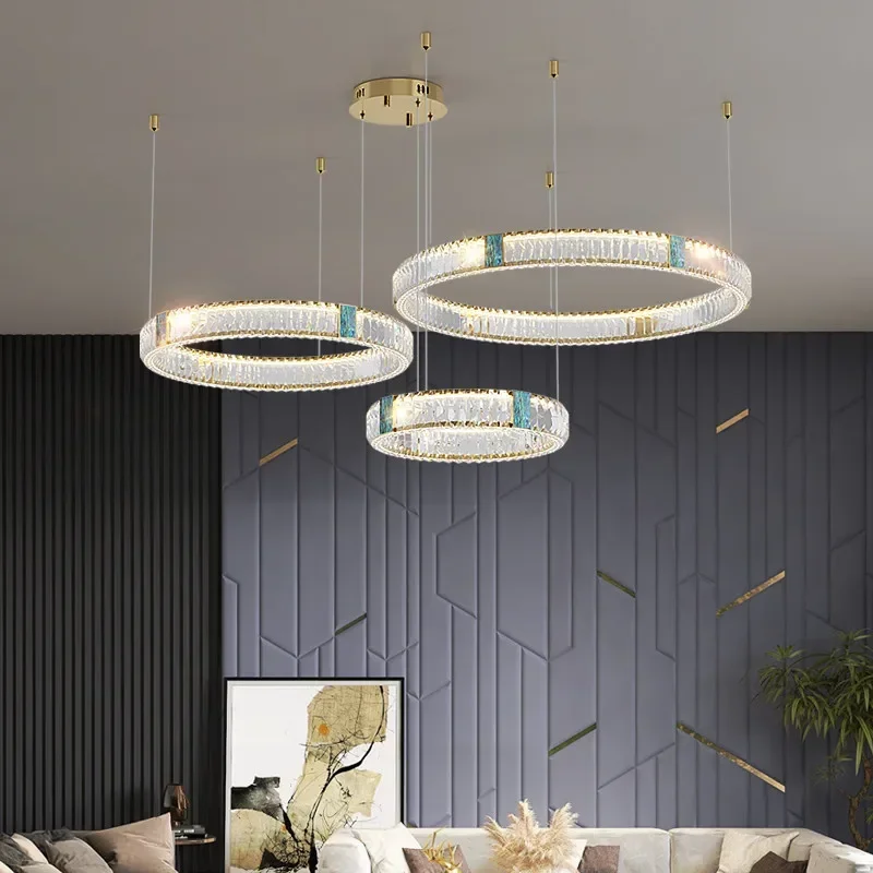 Imagem -03 - Nordic rc Regulável Luzes Pingente Minimalista Único Multi Círculo Anel Moderno Jantar Luzes de Cristal Lustre Iluminação Luxo